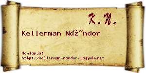 Kellerman Nándor névjegykártya
